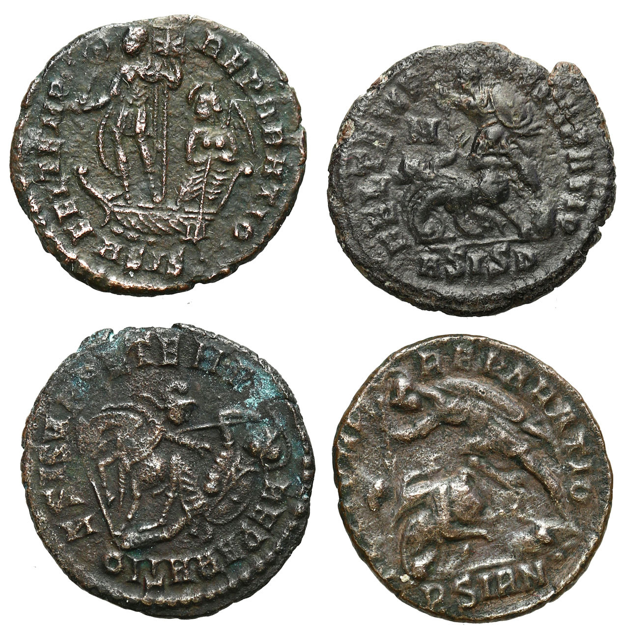 Cesarstwo Rzymskie, Lot 4 sztuk follisów Konstancjusz II 337–361 n.e.